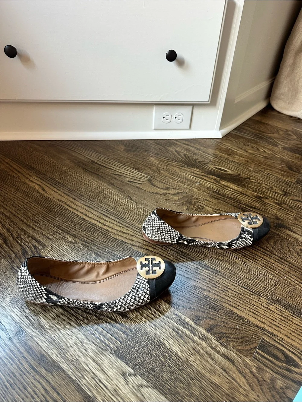 Tory Burch Snake-Print Ballet Flats